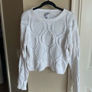 Cropped Pearl Studded Knit Sweater